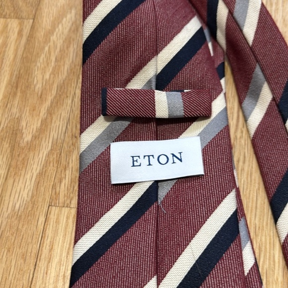Eton Silk & Cotton Men's Neck Tie Made in Italy - Picture 2 of 6
